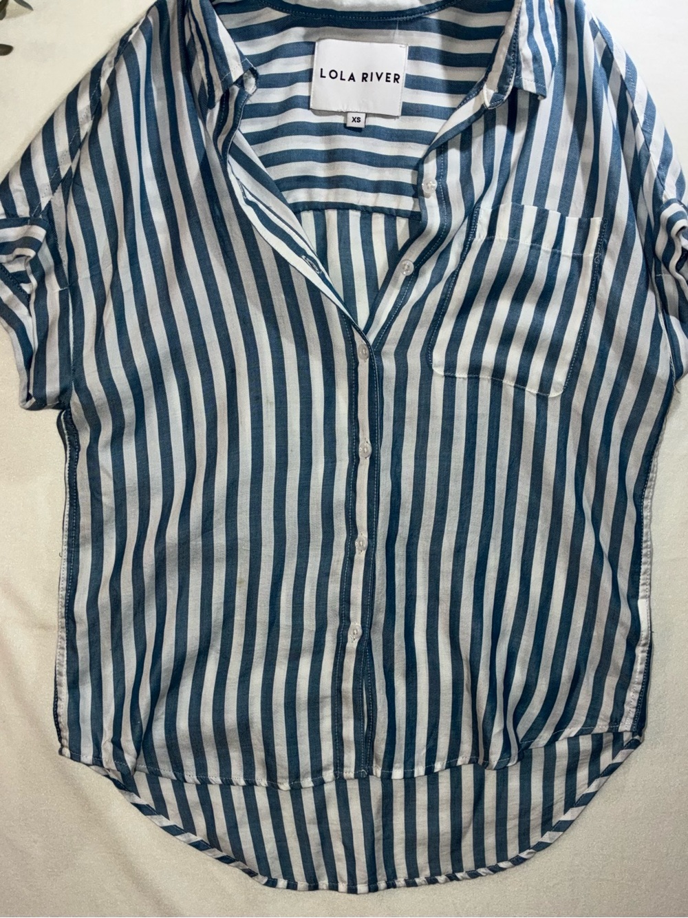 Lola River Blue and White Striped Button-Down Shirt